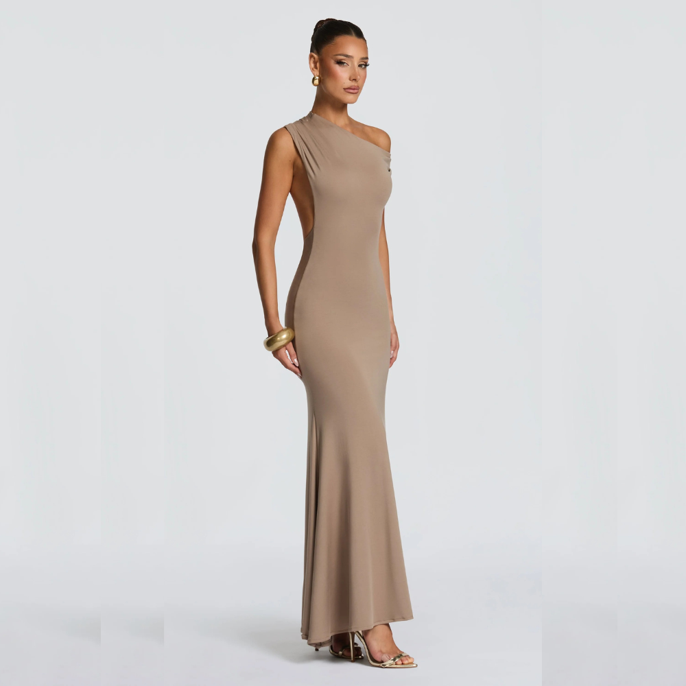 MAXIMA VESTIDO ASIMÉTRICO ESPALDA ABIERTA