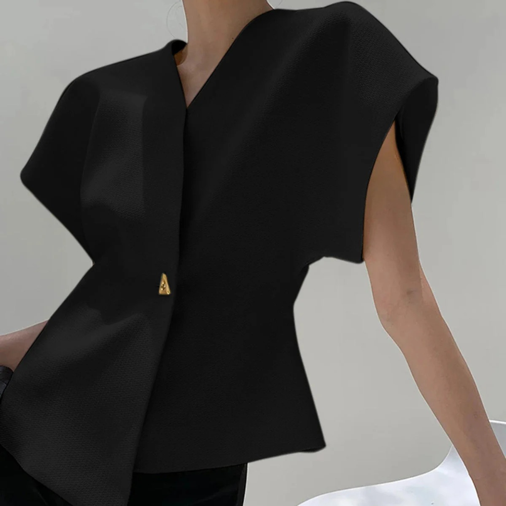 CAMILA BLUSA MODERNO CON CUELLO EN V Y BOTONES