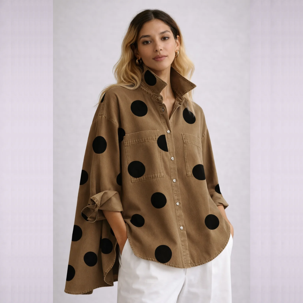 LUNA CAMISA DENIM OVERSIZE CON LUNARES