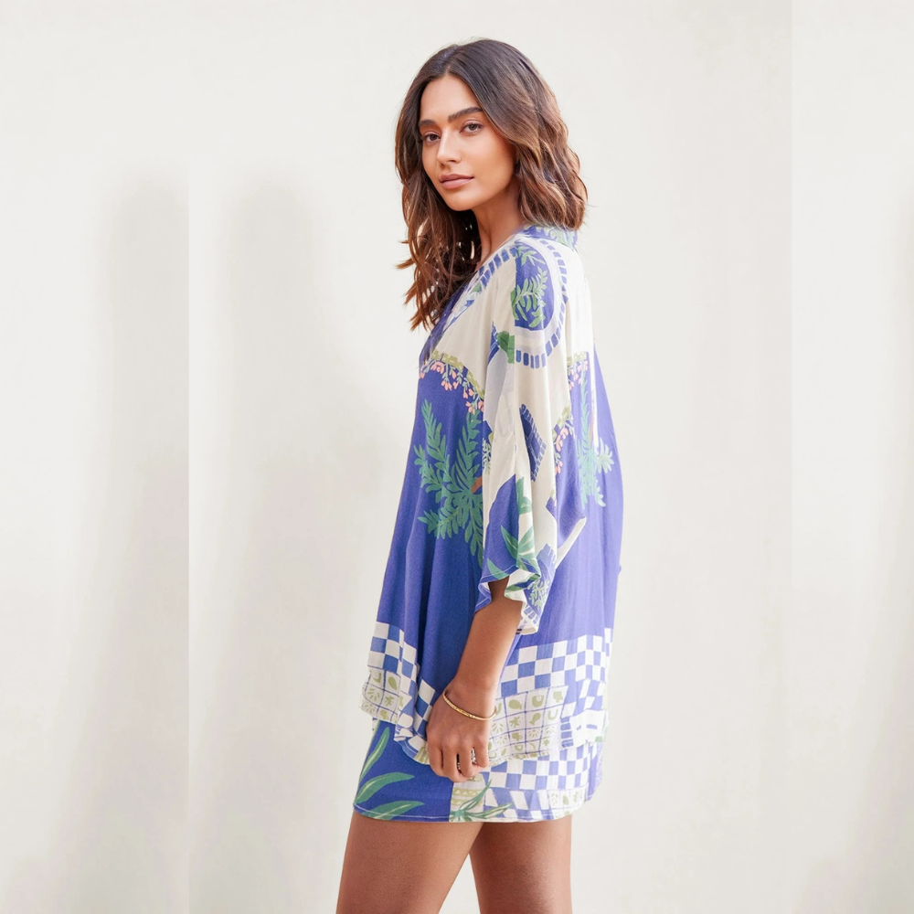 SIMONE CONJUNTO CAMISERO ESTAMPADO COSTA AZUL