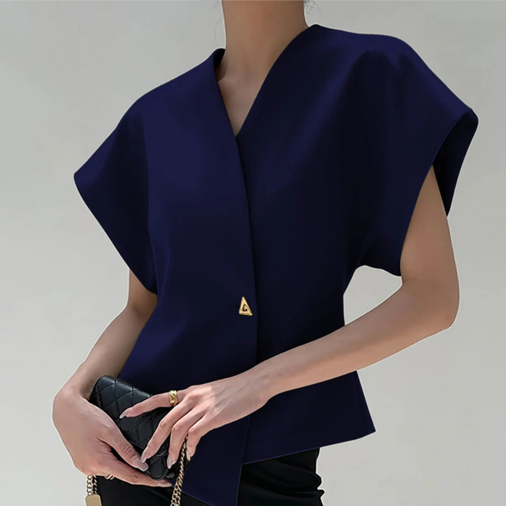 CAMILA BLUSA MODERNO CON CUELLO EN V Y BOTONES