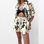 DONATELLA CONJUNTO DE DOS PIEZAS CON ESTAMPADO ABSTRACTO DE PINCELADAS