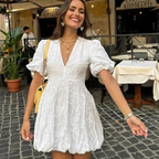 HELENA VESTIDO MINI BORDADO MANGA ABULLONADA