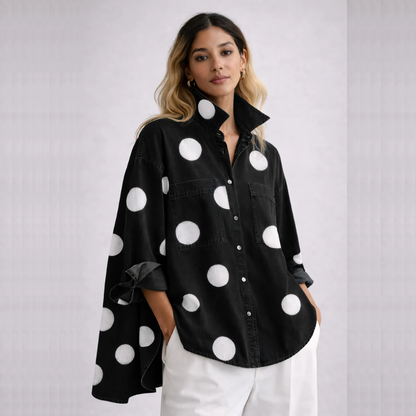 LUNA CAMISA DENIM OVERSIZE CON LUNARES