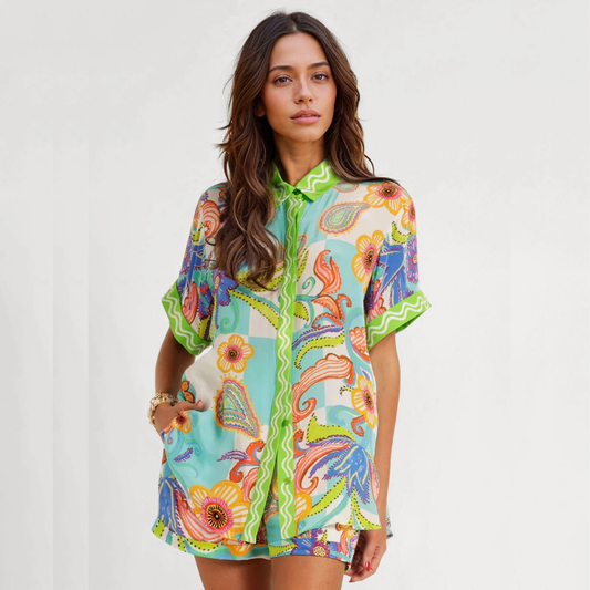 FLORALE CONJUNTO CAMISERO ESTAMPADO BOHO