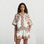 GRECIA CONJUNTO CAMISERO ESTAMPADO BOHO ÉTNICO