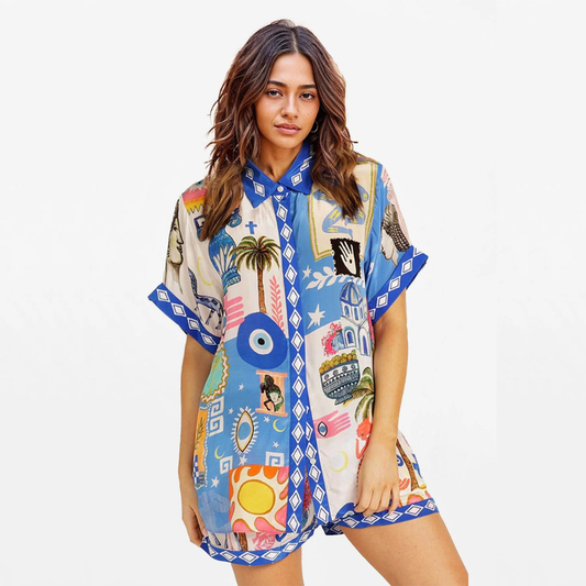 RACHELE CONJUNTO CAMISERO ESTAMPADO MEDITERRÁNEO