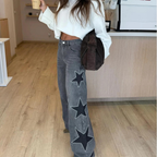 GIULIA JEANS RECTOS CON PRINT DE ESTRELLAS