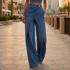 VICTORIA PANTALON DENIM WIDE LEG CRUZADO