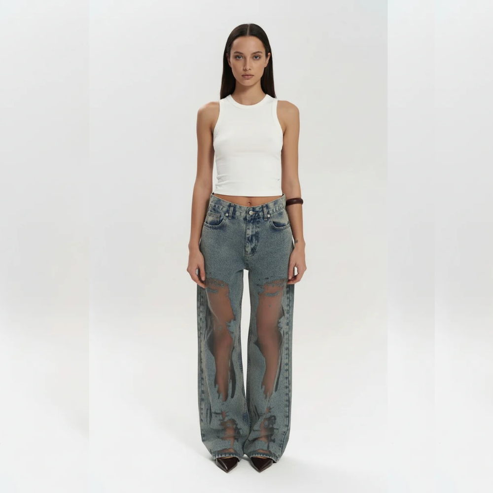 ALESSIA JEANS AZULES CON EFECTO TRANSPARENTE