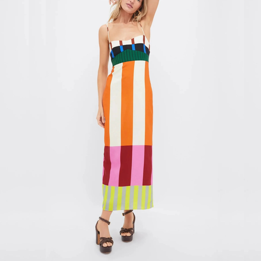 AINHOA VESTIDO RAYAS GEOMETRICAS MULTICOLOR