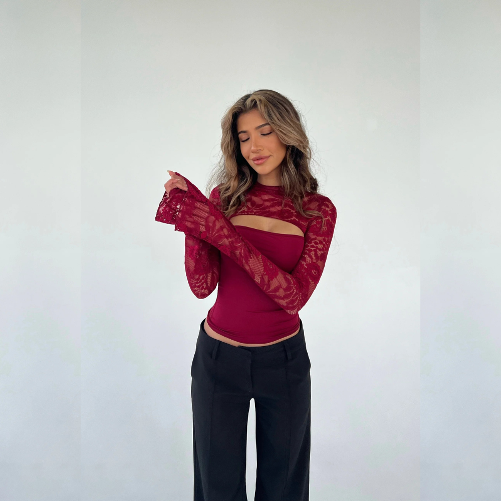 ALEJANDRA TOP EFECTO CAPA DE ENCAJE
