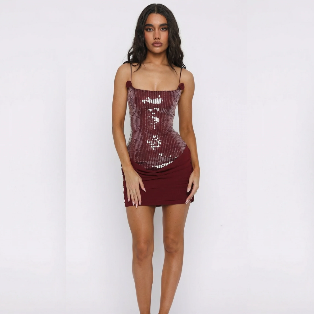 UXIA VESTIDO MINI CON LENTEJUELAS Y ESPALDA CORSET
