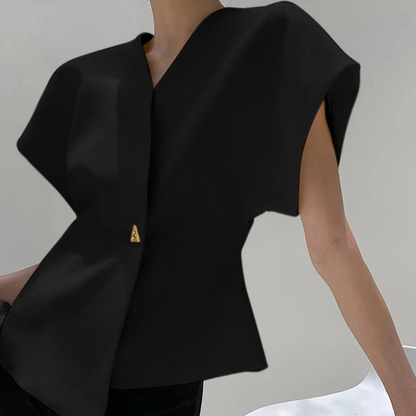 CAMILA BLUSA MODERNO CON CUELLO EN V Y BOTONES