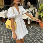 HELENA VESTIDO MINI BORDADO MANGA ABULLONADA