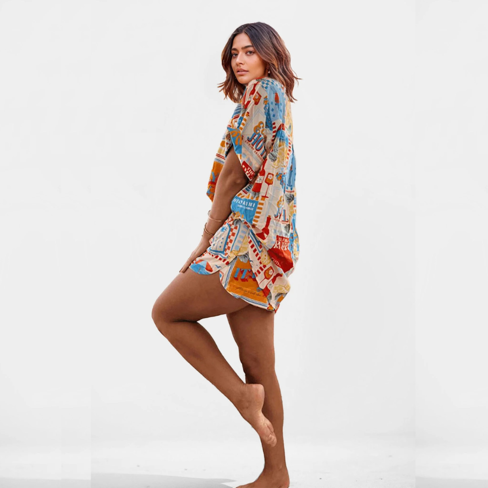 FEDERICA CONJUNTO CAMISA OVERSIZE Y SHORT ESTAMPADO