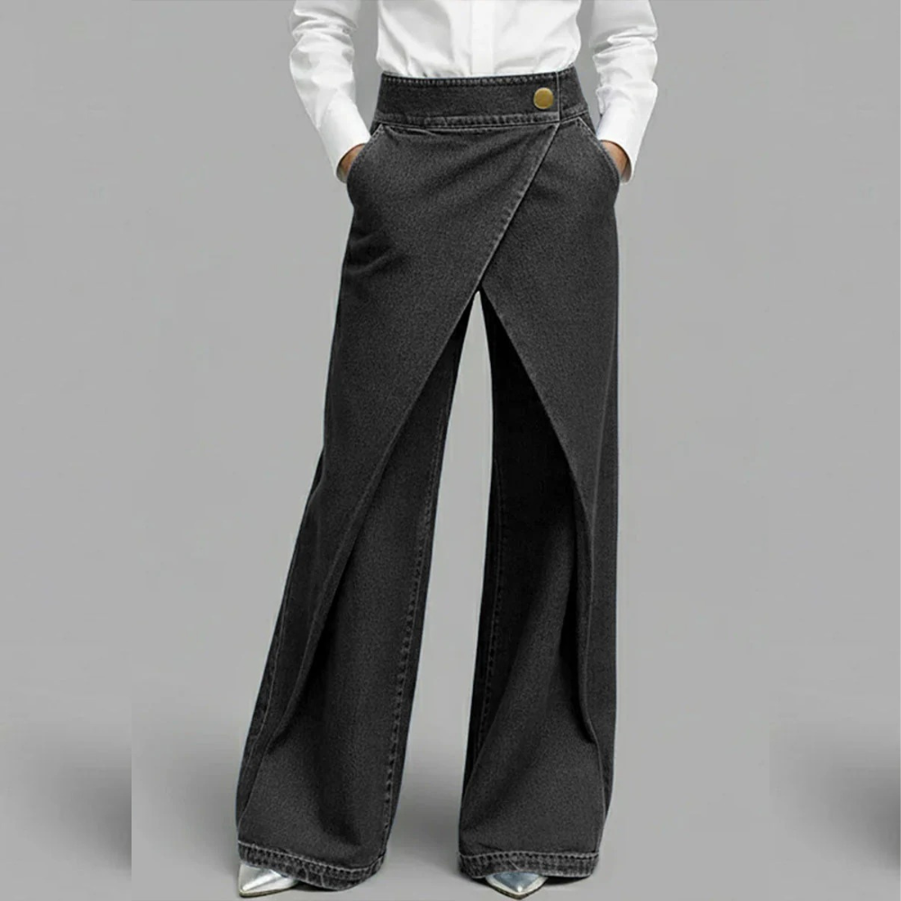 VICTORIA PANTALON DENIM WIDE LEG CRUZADO