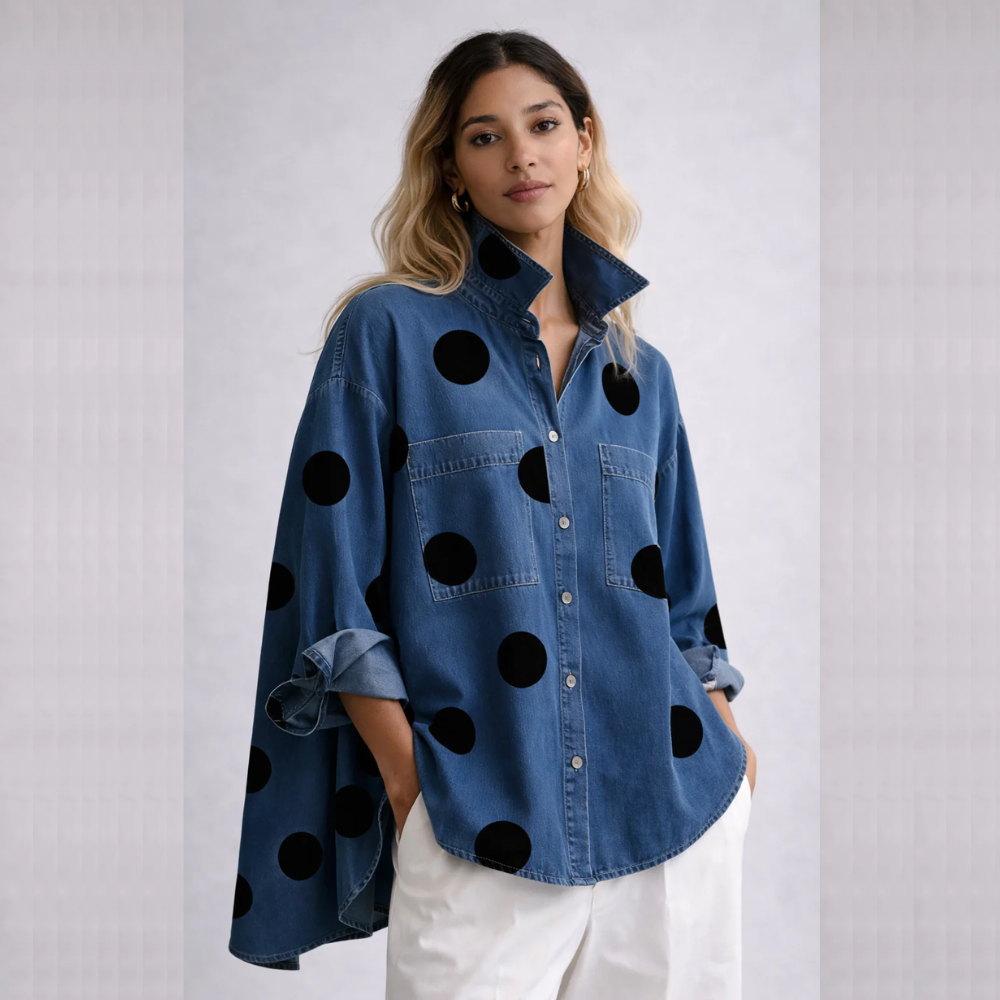 LUNA CAMISA DENIM OVERSIZE CON LUNARES