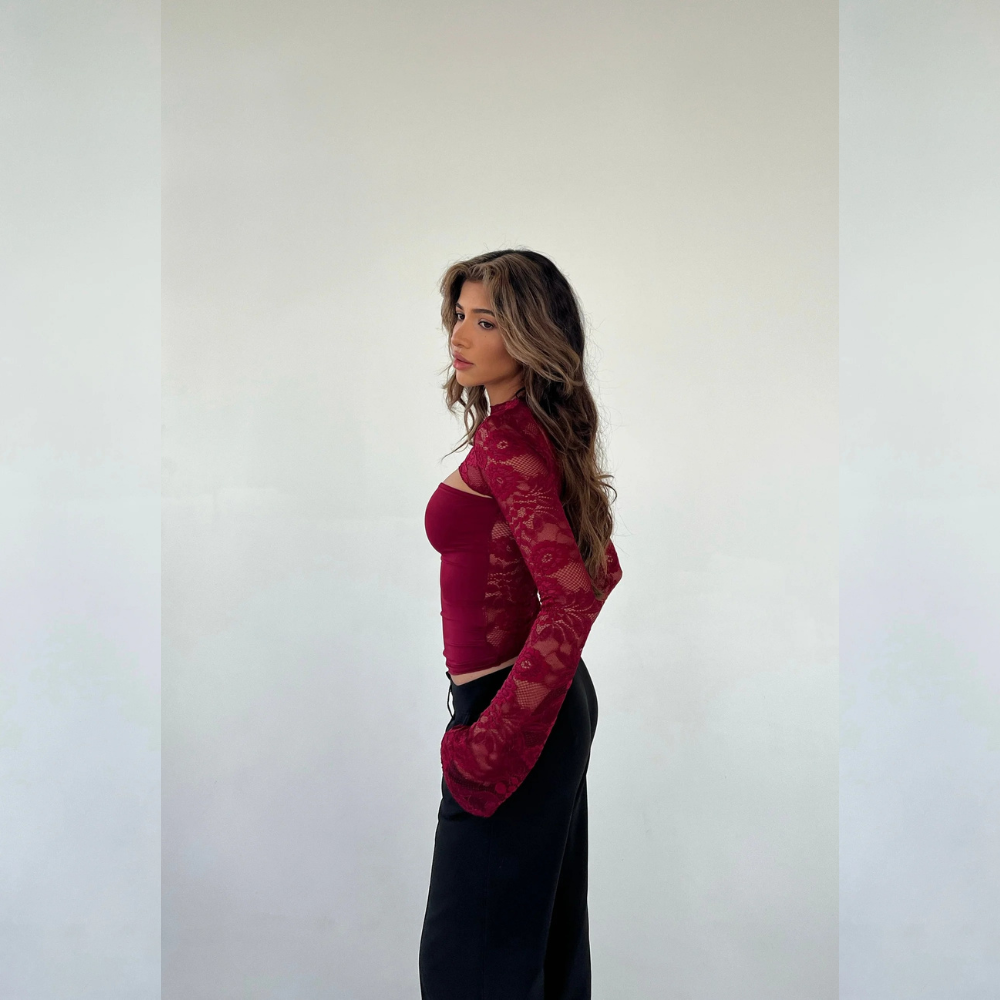 ALEJANDRA TOP EFECTO CAPA DE ENCAJE