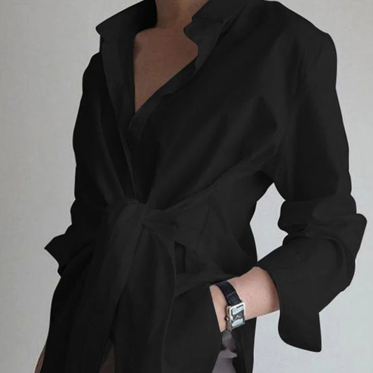 ISABELLA CAMISA LARGA CON BOTONES Y LAZO