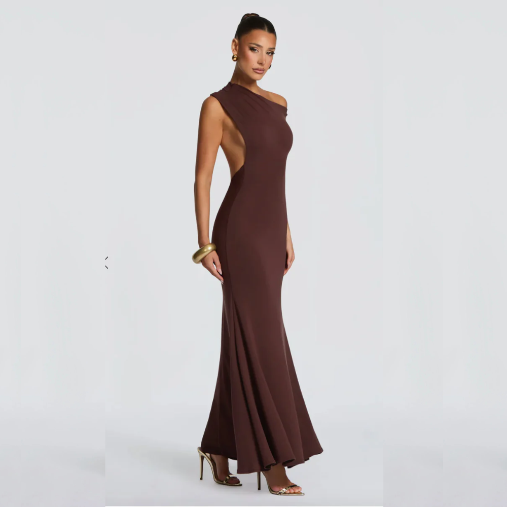 MAXIMA VESTIDO ASIMÉTRICO ESPALDA ABIERTA