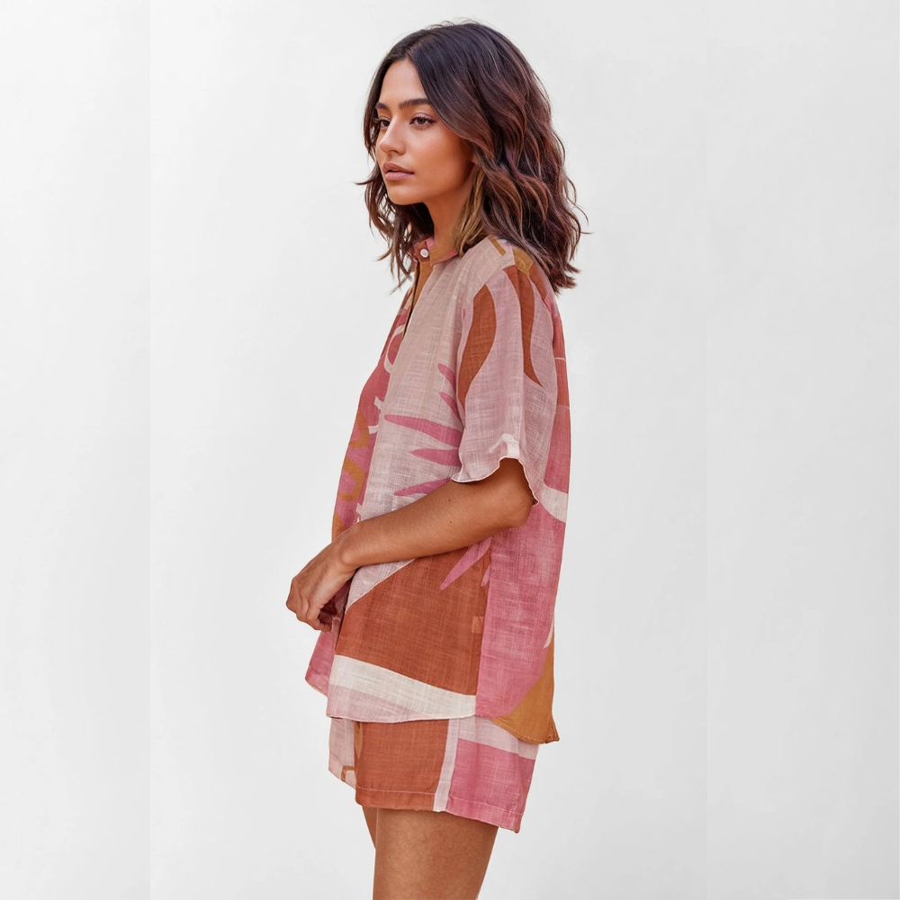 TERESA CONJUNTO CAMISERO ESTAMPADO TERRA ROSA