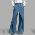 VICTORIA PANTALON DENIM WIDE LEG CRUZADO