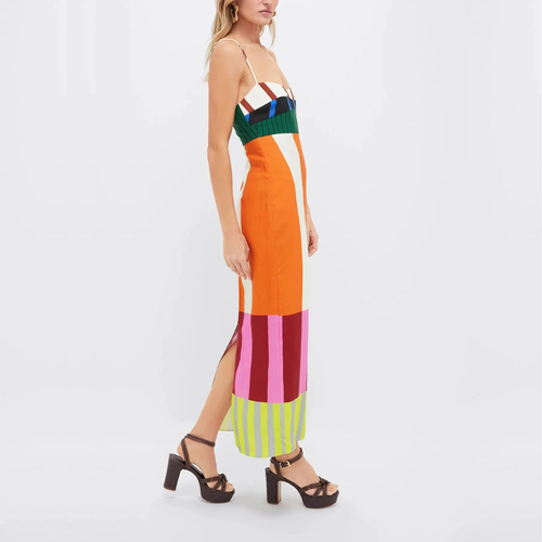 AINHOA VESTIDO RAYAS GEOMETRICAS MULTICOLOR