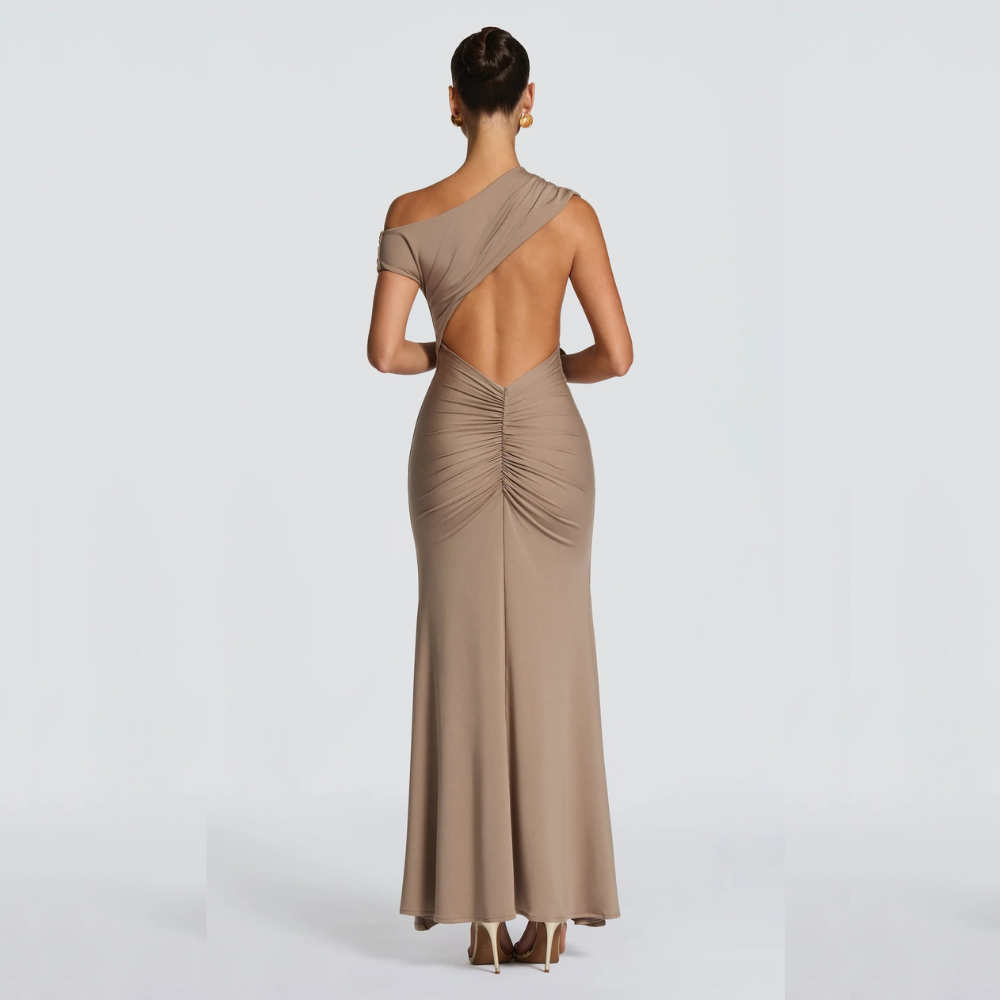 MAXIMA VESTIDO ASIMÉTRICO ESPALDA ABIERTA