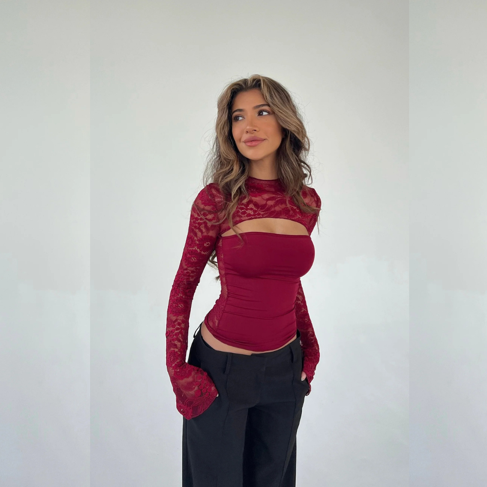 ALEJANDRA TOP EFECTO CAPA DE ENCAJE