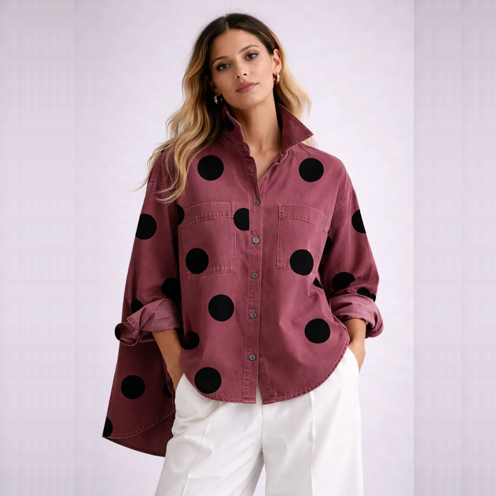 LUNA CAMISA DENIM OVERSIZE CON LUNARES