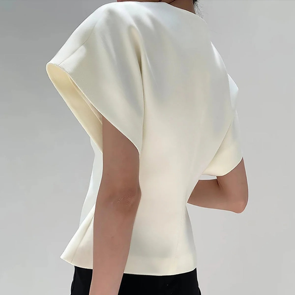 CAMILA BLUSA MODERNO CON CUELLO EN V Y BOTONES