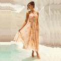 IRIS VESTIDO MIDI HALTER TONOS PASTEL ACUARELA