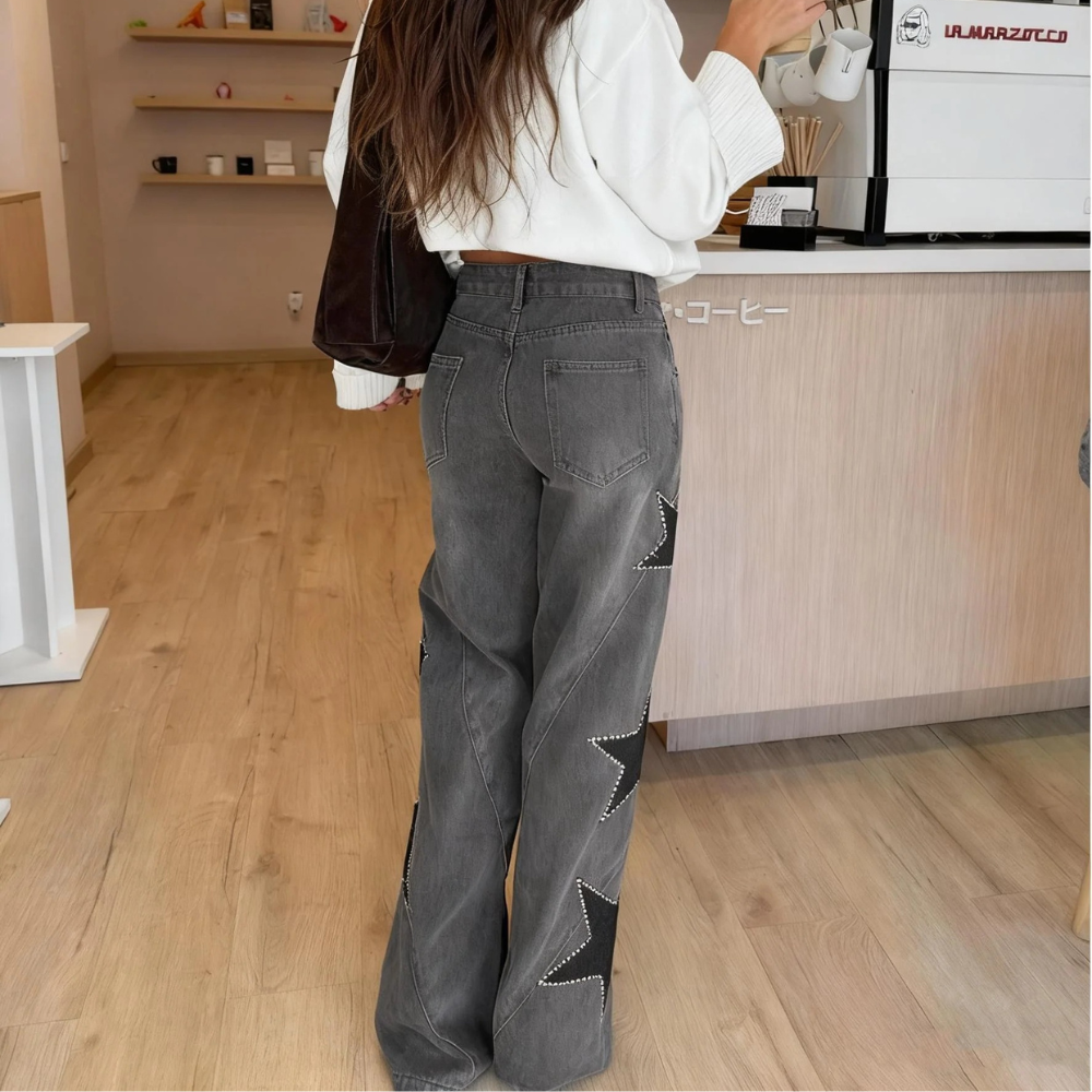 GIULIA JEANS RECTOS CON PRINT DE ESTRELLAS