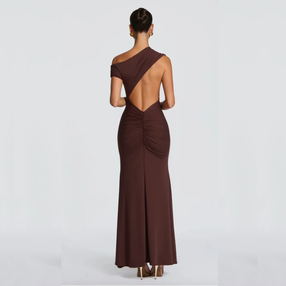 MAXIMA VESTIDO ASIMÉTRICO ESPALDA ABIERTA