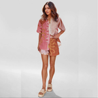 TERESA CONJUNTO CAMISERO ESTAMPADO TERRA ROSA