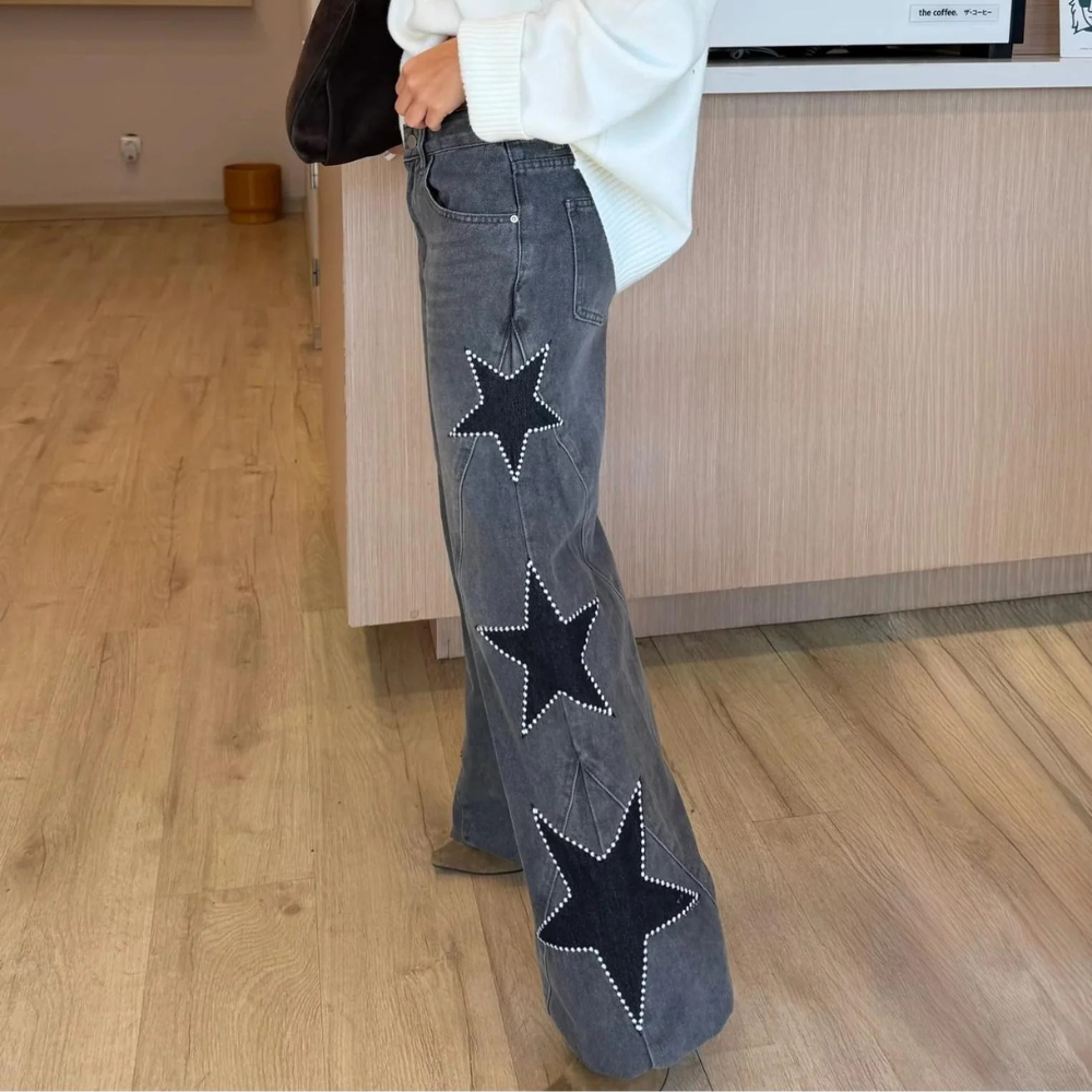 GIULIA JEANS RECTOS CON PRINT DE ESTRELLAS
