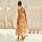 IRIS VESTIDO MIDI HALTER TONOS PASTEL ACUARELA
