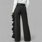 GENEDA PANTALÓN VAQUERO WIDE LEG CON VOLANTE ASIMÉTRICO