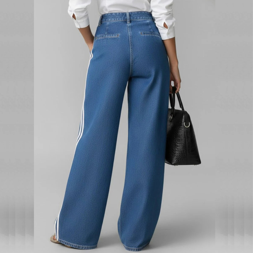 DEOSA PANTALÓN DENIM WIDE LEG CON FRANJAS LATERALES