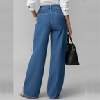DEOSA PANTALÓN DENIM WIDE LEG CON FRANJAS LATERALES
