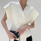 CAMILA BLUSA MODERNO CON CUELLO EN V Y BOTONES