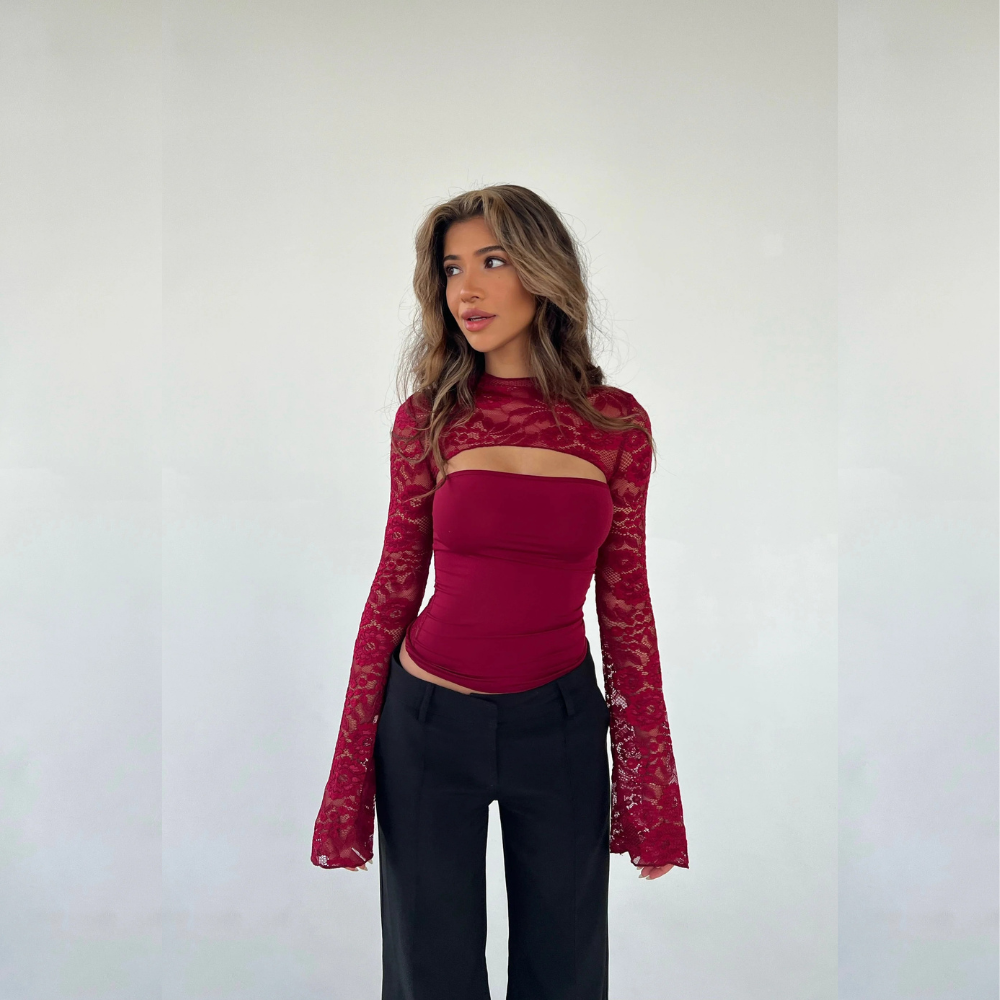 ALEJANDRA TOP EFECTO CAPA DE ENCAJE