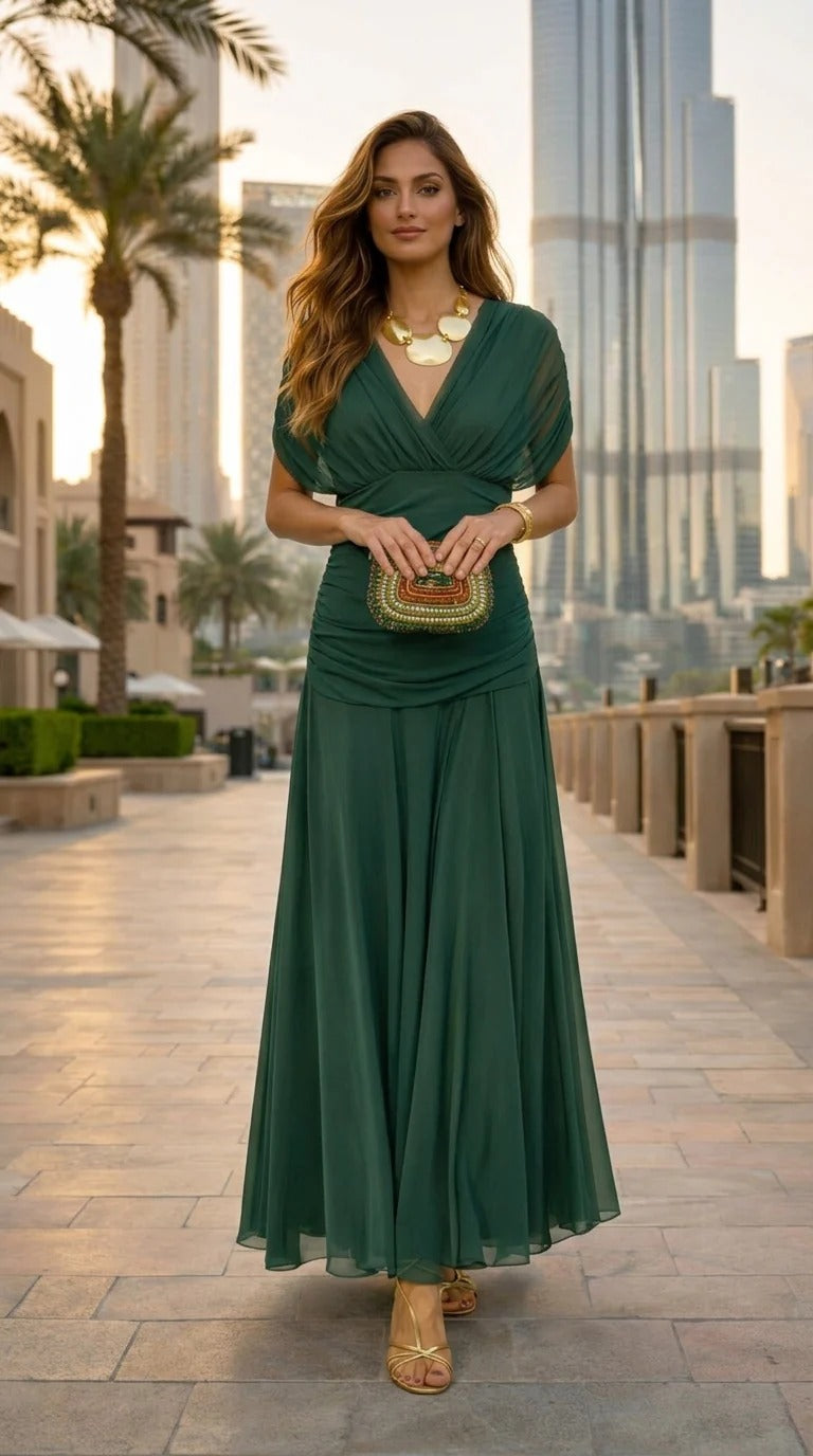ESMERALDA VESTIDO LARGO DE GASA