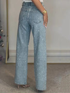 MADANNE JEANS TIRO ALTO CON DETALLES DE PEDRERIA